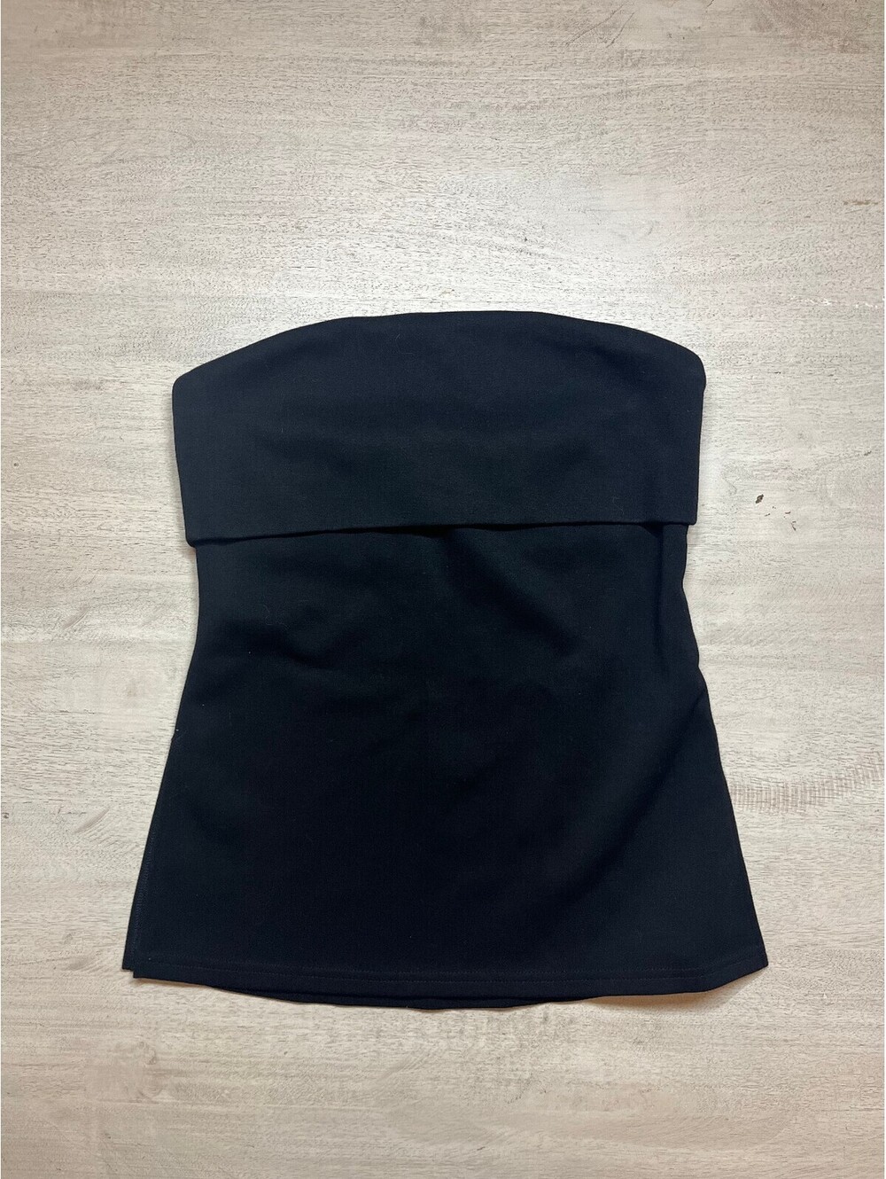 Emerson Lang Black Strapless Top with Side Slits, Size Large